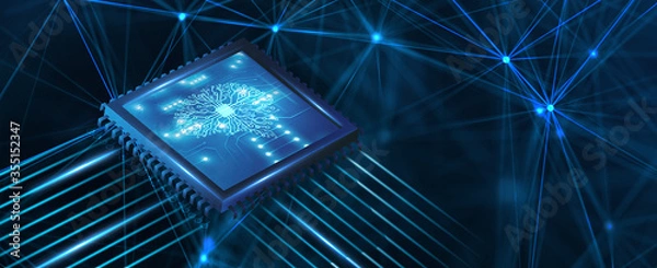 Obraz Artificial intelligence (AI), machine learning and modern computer technologies concepts. Business, Technology, Internet and network concept.