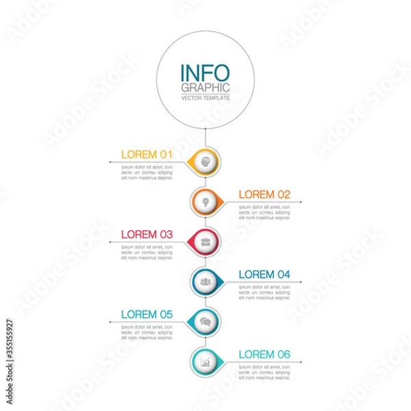 Fototapeta Vector iInfographic template for business, presentations, web design, 6 options.