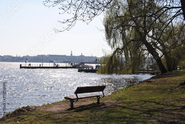 Fototapeta bench on the river