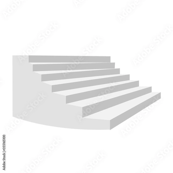 Fototapeta White stair. Staircase isolated, 3d stairway for interior staircases. Steps ladder architecture element vector collection