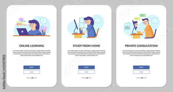 Fototapeta online study at home and video call conference with desktop computer concept.