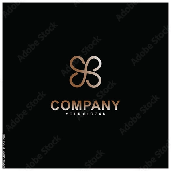 Fototapeta Luxurious Geometric Abstract Flower Logo. Creative Logo Design Template. Isolated on a Dark Background.