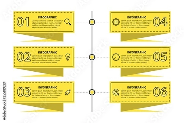 Fototapeta Presentation business infographic template with 6 options