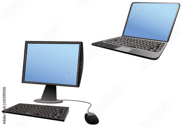 Fototapeta Laptop and desktop computers