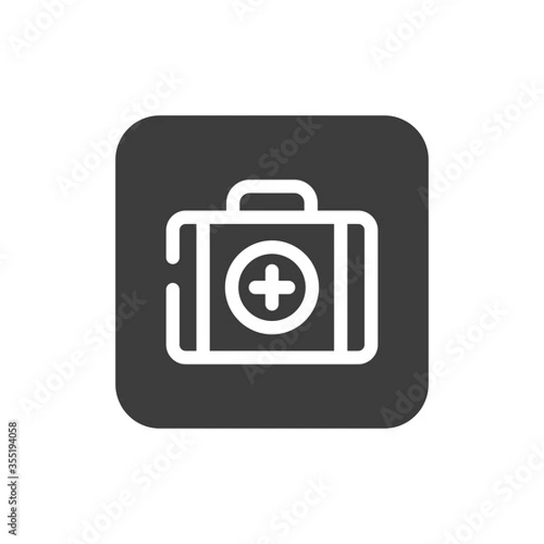 Fototapeta First-aid kit black glyph icon. Public navigation. Pictogram for web page, mobile app, promo. UI UX GUI design element. Editable stroke