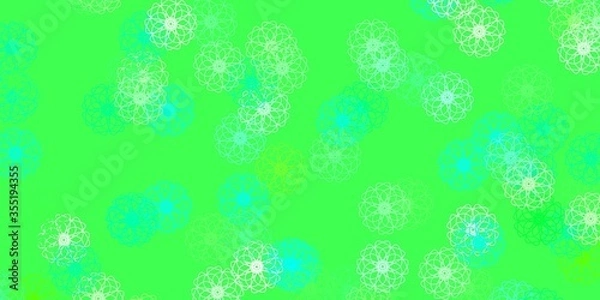 Obraz Light Green vector doodle template with flowers.