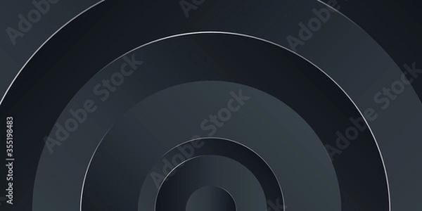 Obraz Dark black neutral circle line abstract background for presentation design
