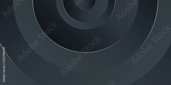 Obraz Dark black neutral circle line abstract background for presentation design