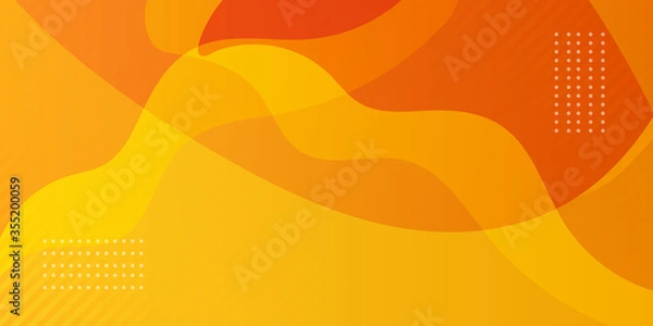 Fototapeta Bright wave yellow dynamic abstract background. Modern lemon orange color. Fresh business banner for sales, event, holiday, party, halloween, birthday, falling. Fast moving 3d lines with soft shadow