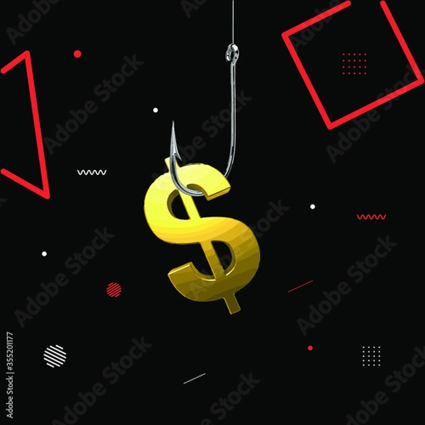 Obraz dollar on hook. Vector illustration 