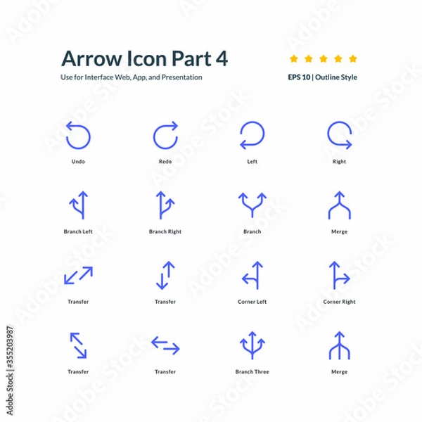 Obraz Arrow icon set interface app part 4 graphic design vector illustration for interface mobile web presentation