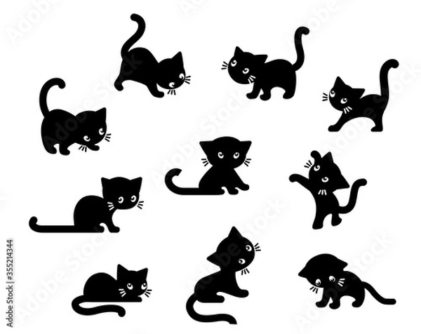 Obraz Cats, cute kitten silhouette. Vector illustration.