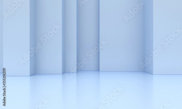 Fototapeta 3D rendering of the blue geometry scene.