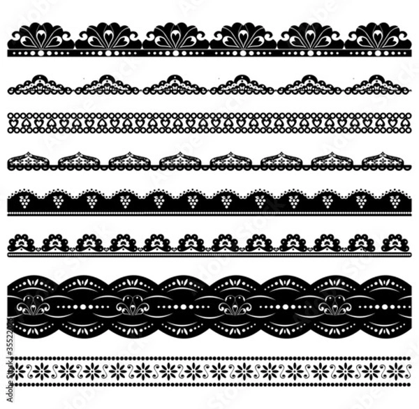 Obraz Set of black scalloped vector borders2