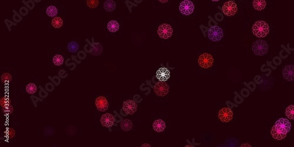 Fototapeta Light Pink, Yellow vector doodle texture with flowers.
