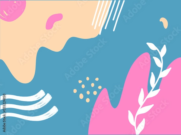 Fototapeta Hand drawn abstract Pop Memphis Background.Applicable for brochures, posters, banners and covers.