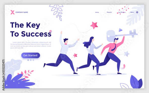 Fototapeta Flat Landing Page Template