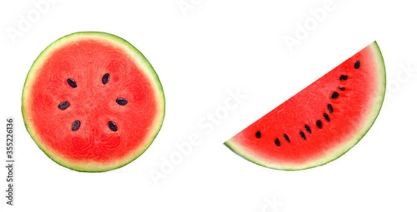Fototapeta A half of fresh watermelon isolated on white background.red fruit  high  Beta carotene
