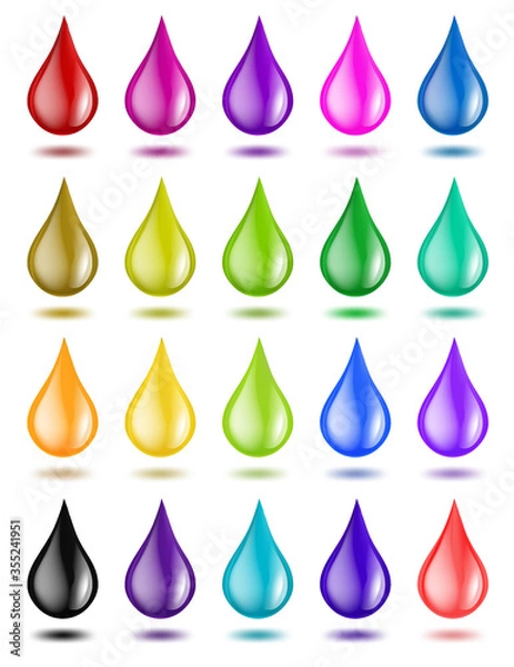 Fototapeta set of color drops on white. vector illustration