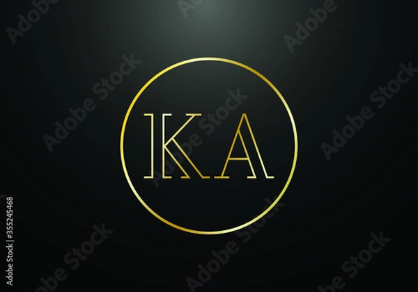 Fototapeta Initial Monogram Letter K A Logo Design Vector Template. K A Letter Logo Design