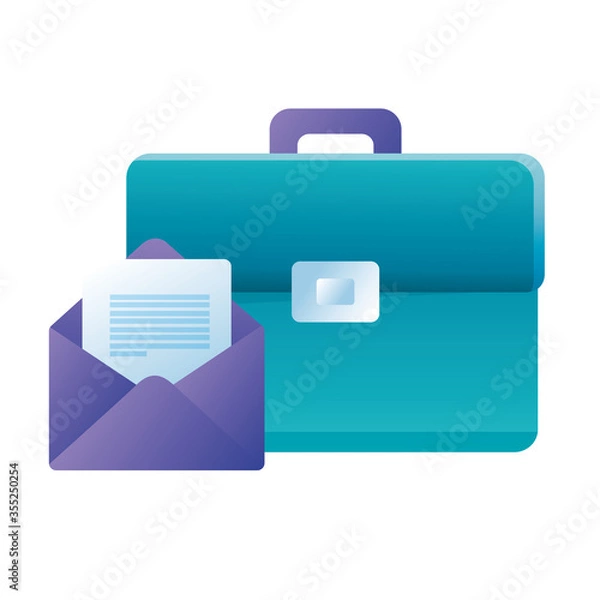 Fototapeta Isolated suitcase bag and envelope vector design