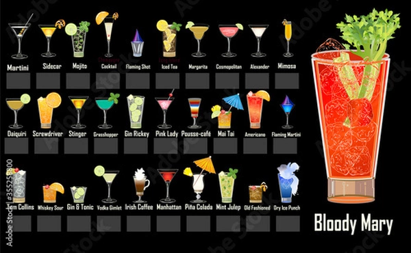 Obraz Mixed Drinks Menu Design 