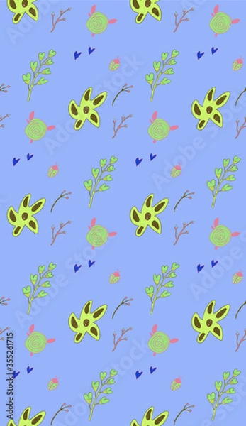 Fototapeta Bright color beautiful background. Tileable images from  colors and  herbs. Summer theme pattern.
