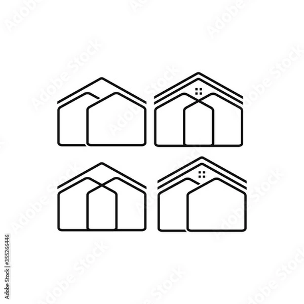 Fototapeta Collection of home icon vector isolated on black background