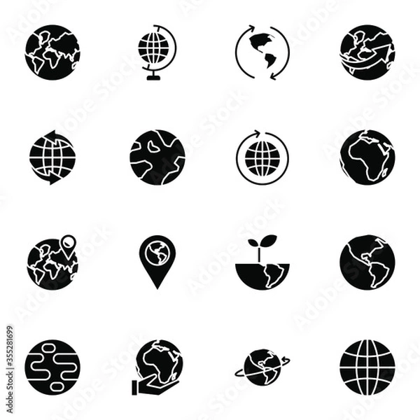 Fototapeta World and earth icon set. Simple earth solid icon sign concept. vector illustration. 