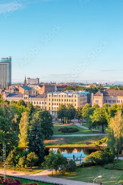 Fototapeta RIGA - 4 JULY, 2018: Amazing Aerial View of the Riga City, Latvia - Image