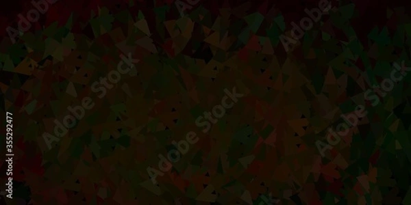 Fototapeta Dark green, red vector poly triangle template.