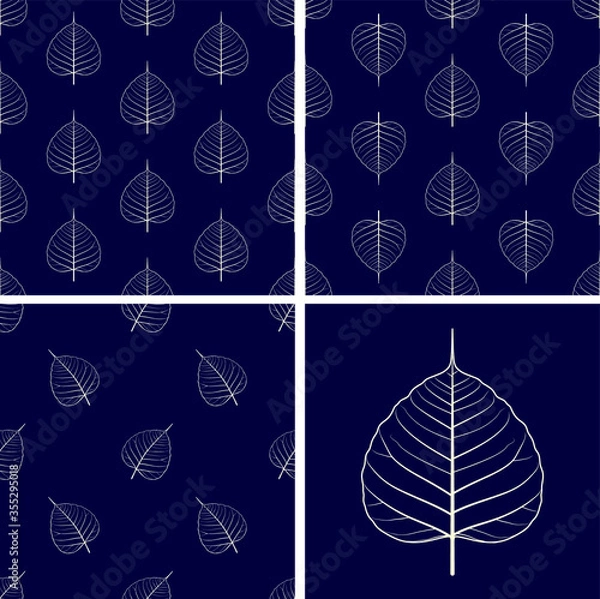 Fototapeta set of seamless  Bodhi  leaf pattern with geometric shapes for Fabric ,Tile ,Carpet ,Wallpaper ,Pottery pattern,Graphic resources