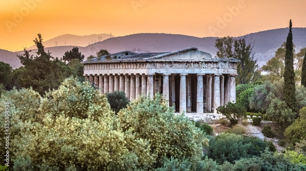 Obraz The Ancient Agora of Athens at sunset, Greece.