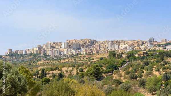 Fototapeta Panoramic view of Agrigento city on Sicily