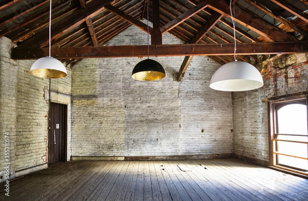 Fototapeta Lights in a quirky empty modern apartment