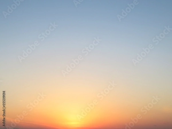 Fototapeta 日本の田舎の風景　1月　夕焼のグラデーション