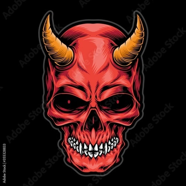 Fototapeta devil skull head vector logo