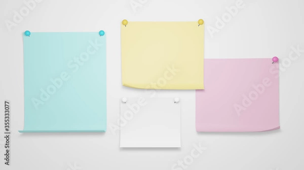 Fototapeta 紙、ピン,付箋,メモ,paper,pin_colorful