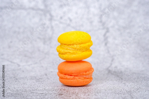Fototapeta Close up colorful Macarons with cream  is bakery homemade