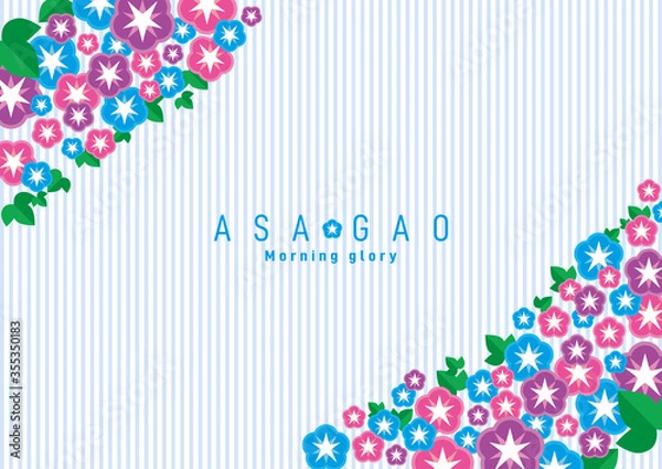Obraz アサガオ　背景イラスト　morning glory background 02