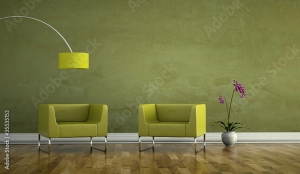 Obraz Wohndesign - grüne Sessel