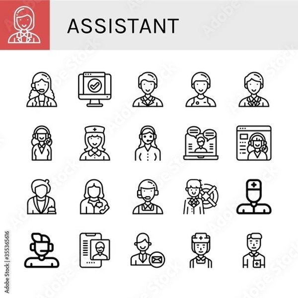 Obraz assistant simple icons set