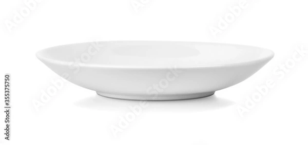 Obraz Empty ceramic round plate isolated on white background with clipping path.