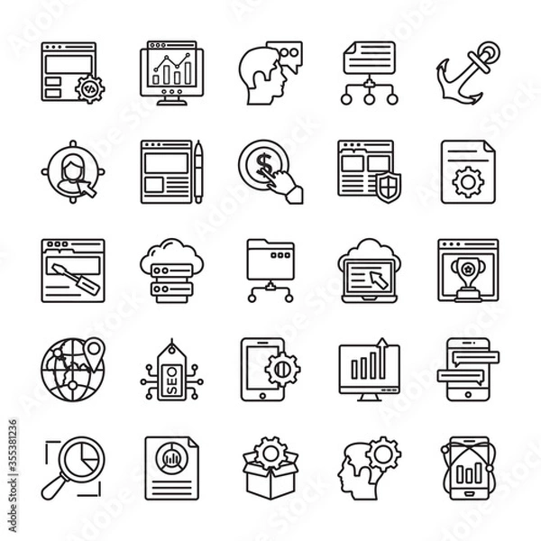 Fototapeta Seo and Development Line Icons Pack