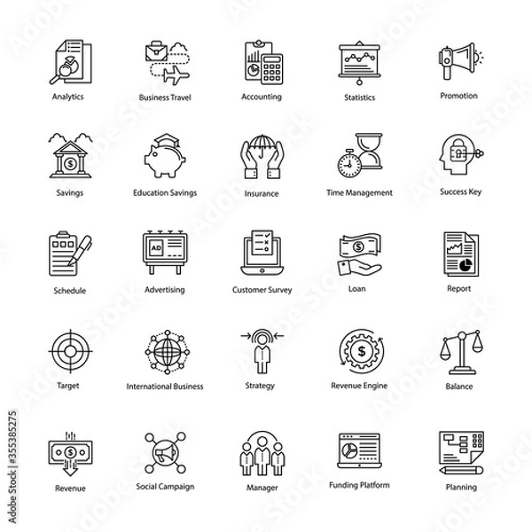 Fototapeta 
Line Icon of Business and Finance
