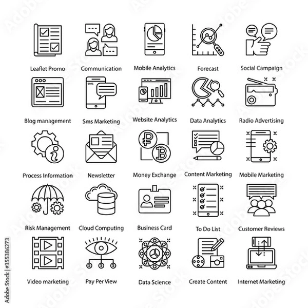 Fototapeta Collection of Internet and Digital Marketing Lined Icons