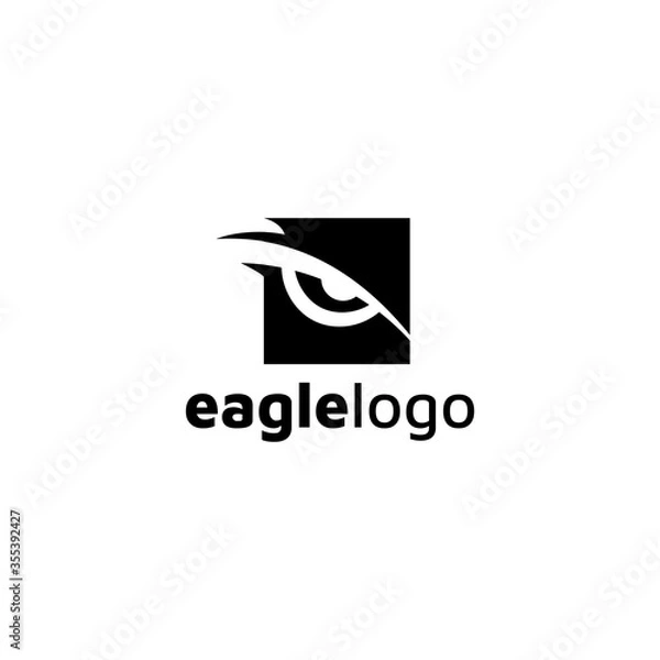Fototapeta Eagle logo design vector template negative space. creative wild bird falcon hawk logotype concept icon
