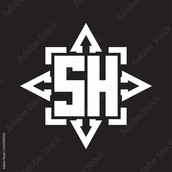 Obraz SH Logo monogram with rounded arrows shape design template
