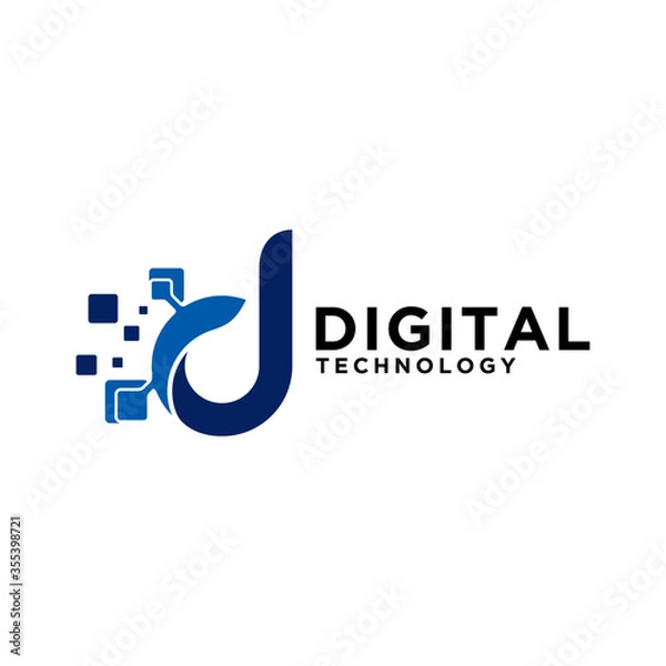 Fototapeta Digital technology logo icon vector. Letter D initial logo design.