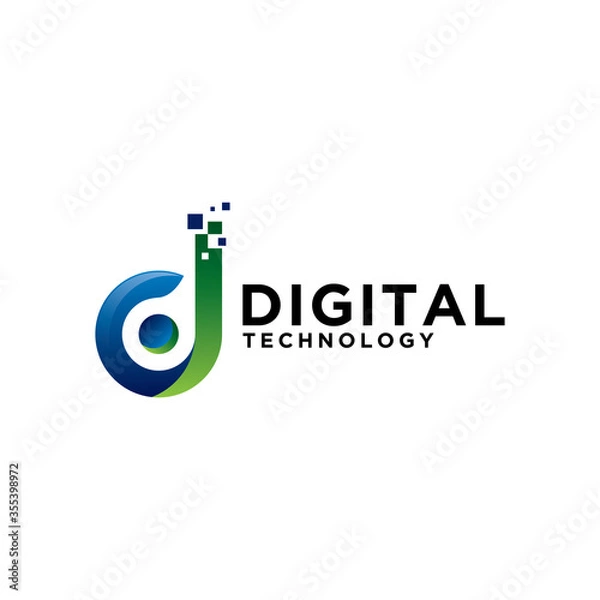 Fototapeta Digital technology logo icon vector. Letter D initial logo design.